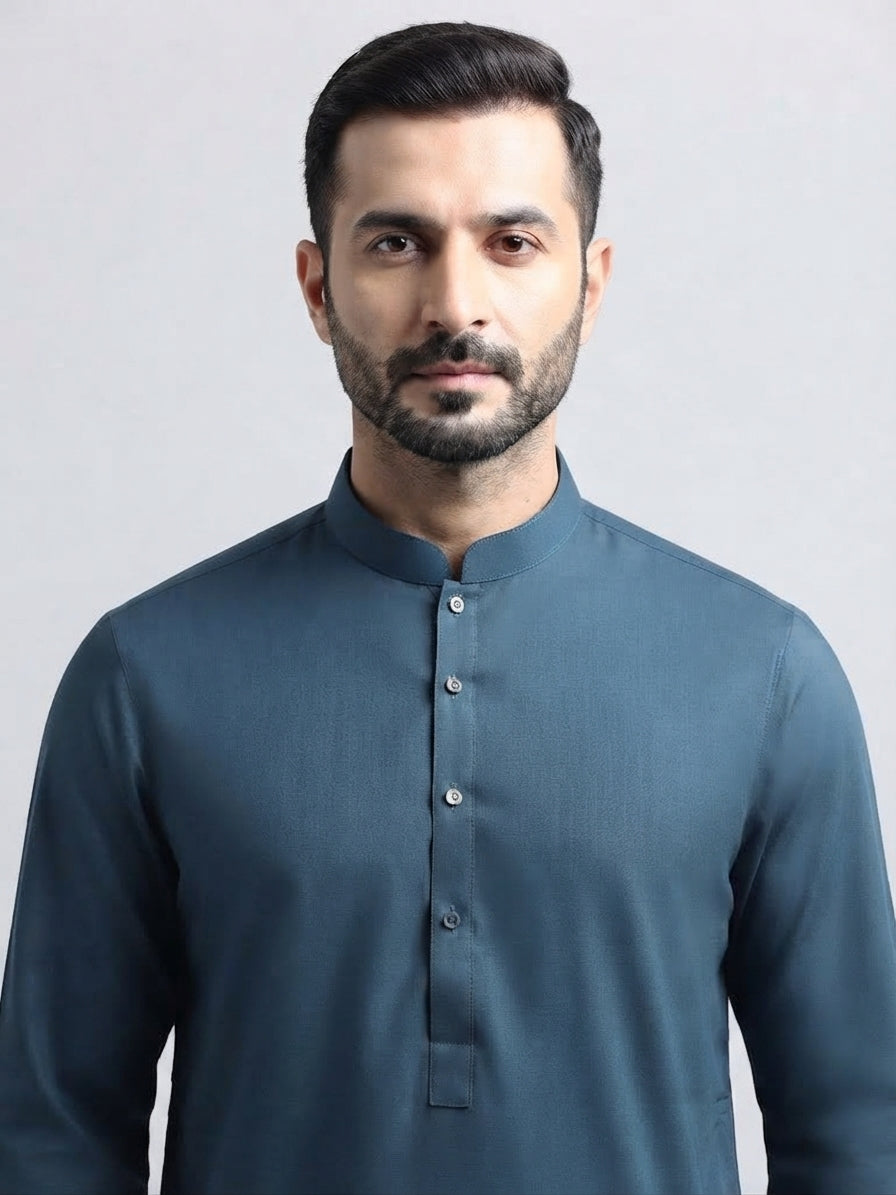 blue-green men's shalwar kameez