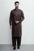 brown textured kameez Shalwar