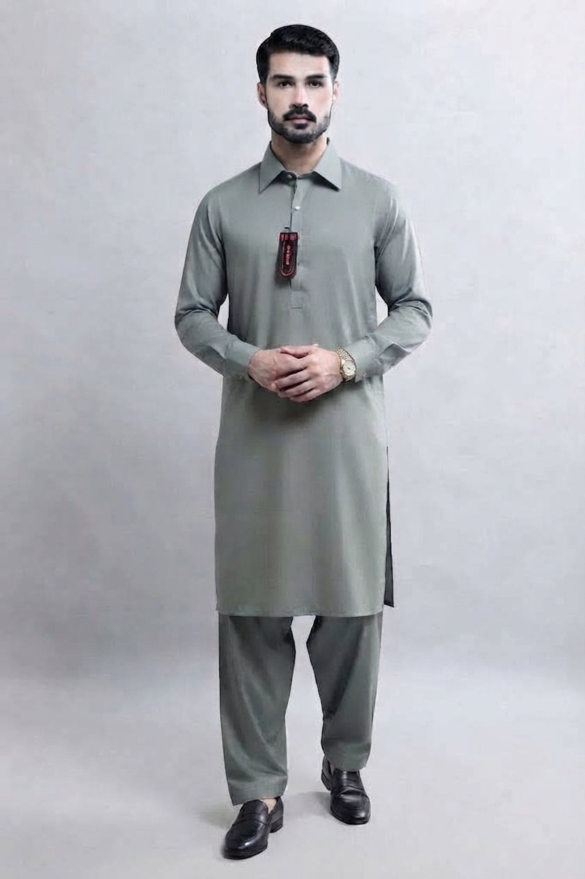sage green men's kameez Shalwar