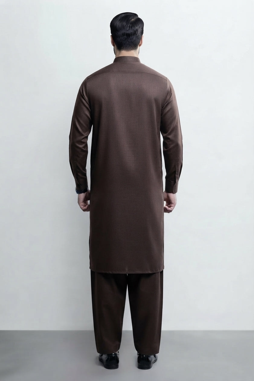 brown textured kameez Shalwar