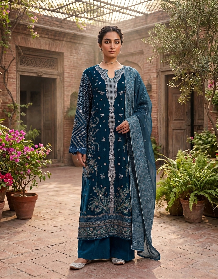 Midnight Bloom Embroidered Suit