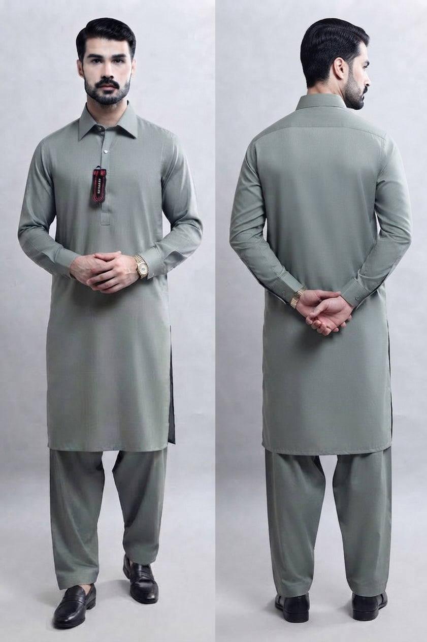 sage green men's kameez Shalwar