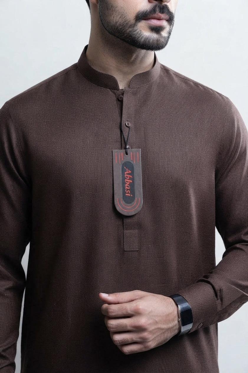 brown textured kameez Shalwar