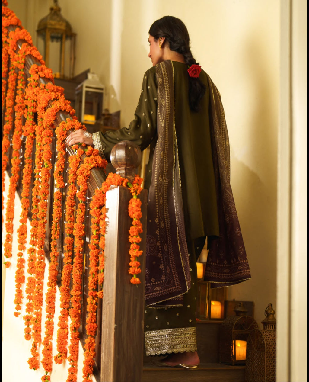 Olive Bloom Festive Suit