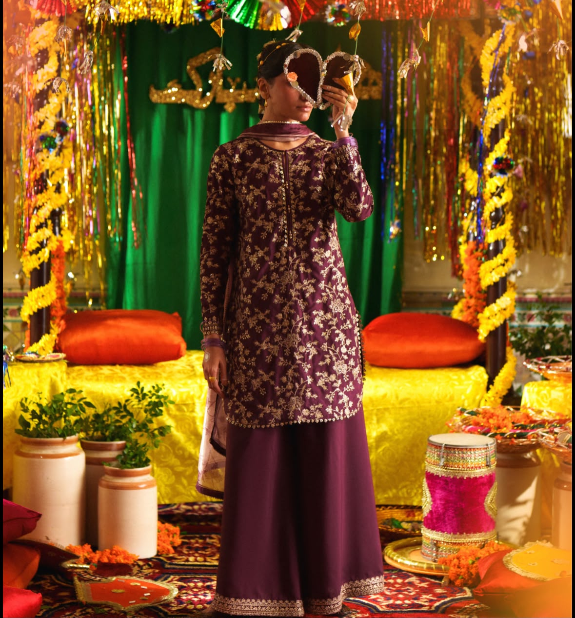 Maroon Bloom Embroidered Dress