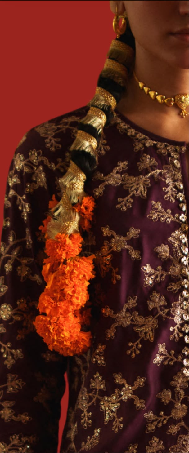 Maroon Bloom Embroidered Dress