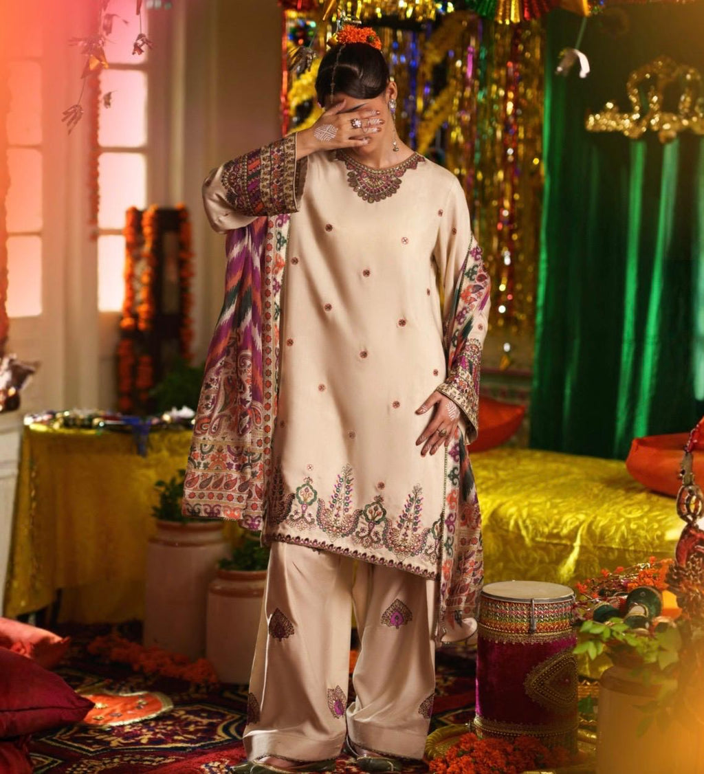 Luxury Festive Printed 3-Piece Ensemble